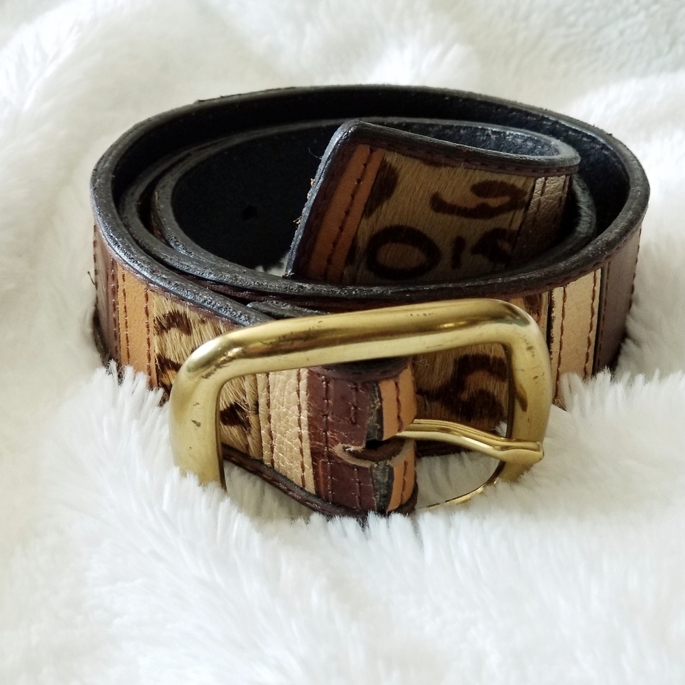 FOSSIL RARE LEATHER PATCHWORK BELT - Picture 6 of 7